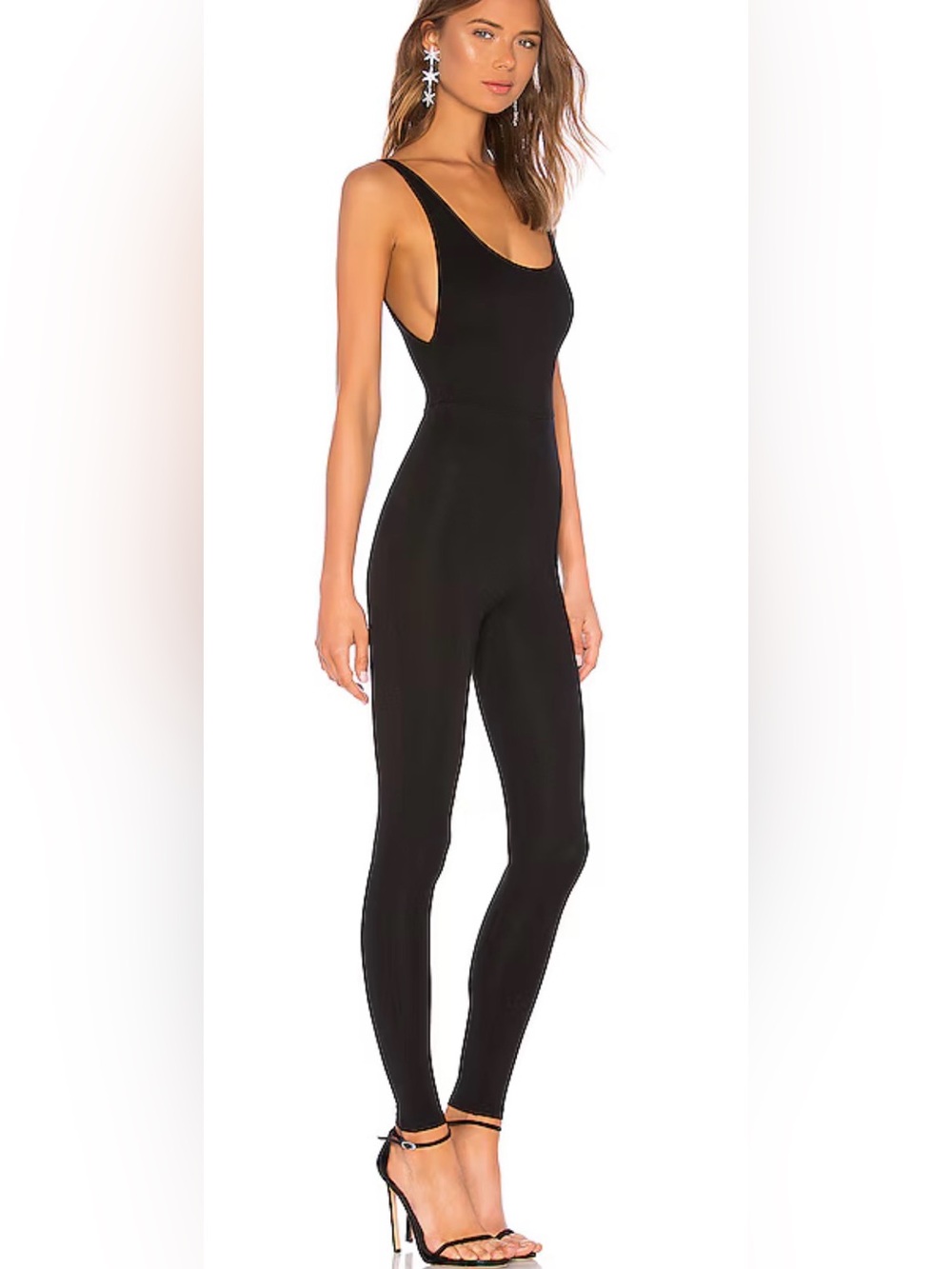 LPA Catsuit 23 Slim Scoop-Neck Black Sleeveless Jumpsuit, size M